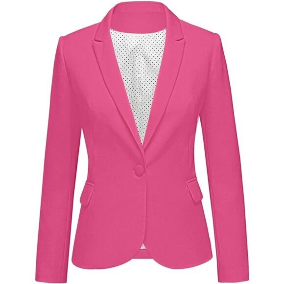 Women's Long Sleeve Formal Blazer Jacket Dark Pink - Picture 1 of 6